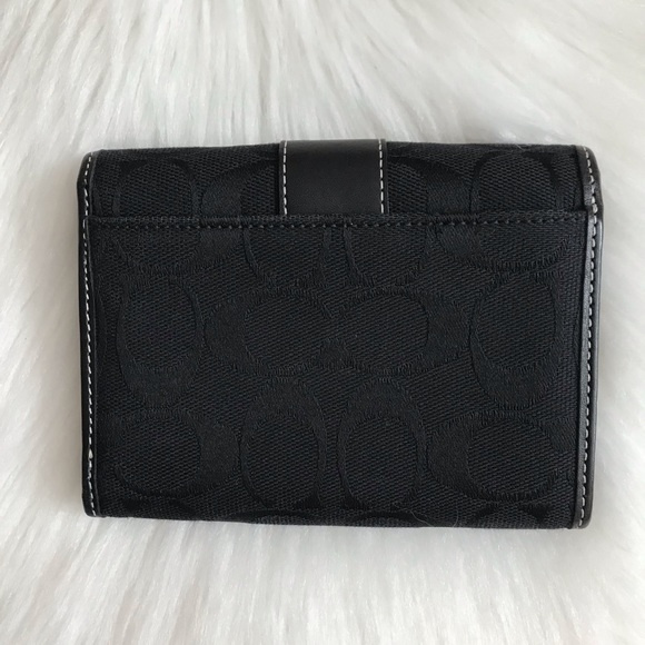 Authentic Coach Black Signature Canvas and Leather Carryall Wallet - Picture 2 of 5